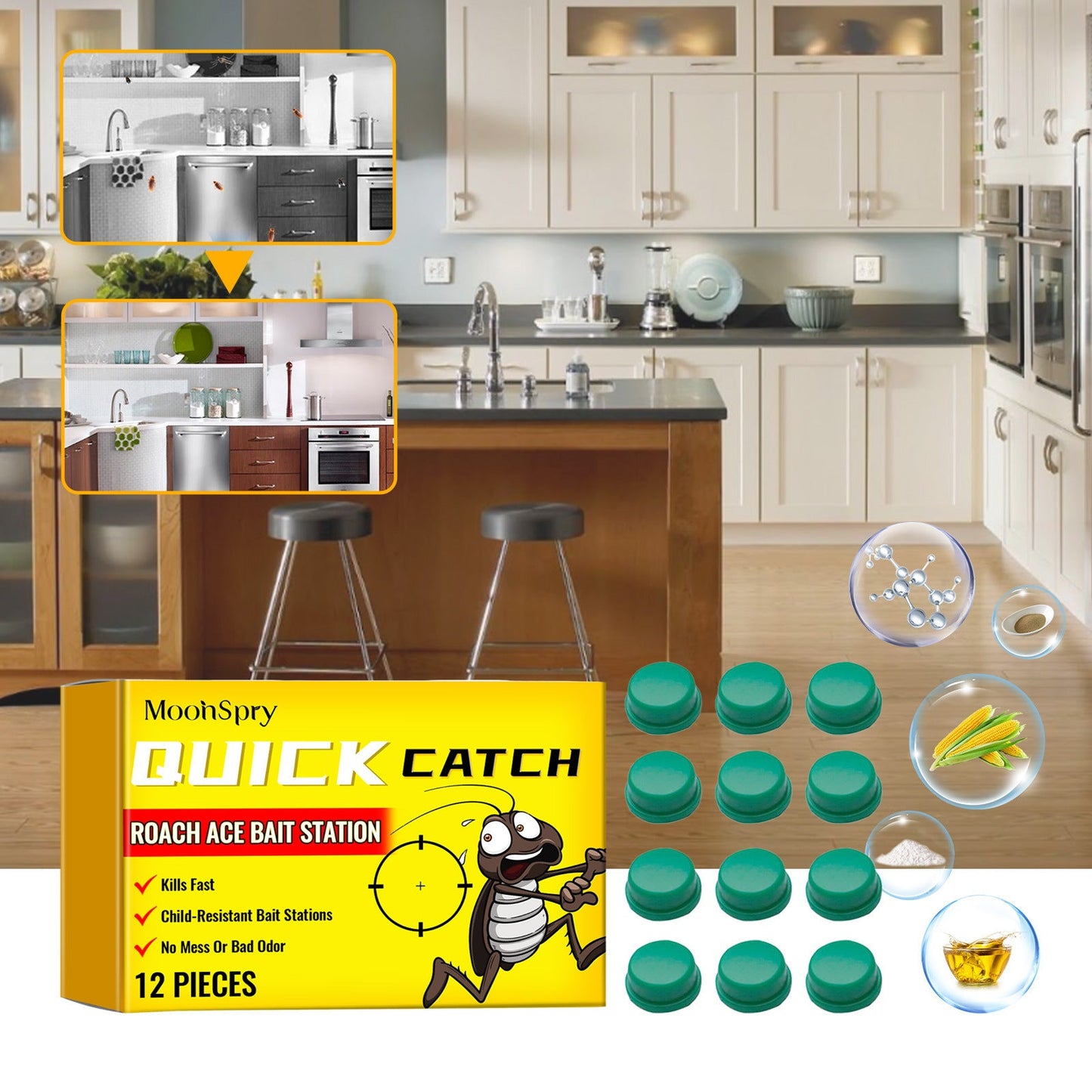 Cockroach Killer Sticker for Roach Control - Home Living Room And Kitchen Cockroach Bait Gel - SHINEBOX